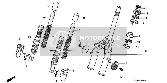 Honda PK50SM 1995 Tenedor Frontal para un 1995 Honda PK50SM